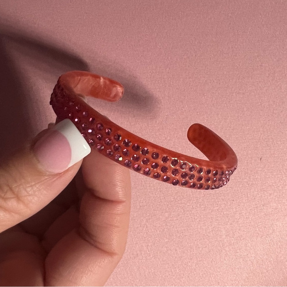 Pink Rhinestone Cuff Bracelet - Picture 2 of 4
